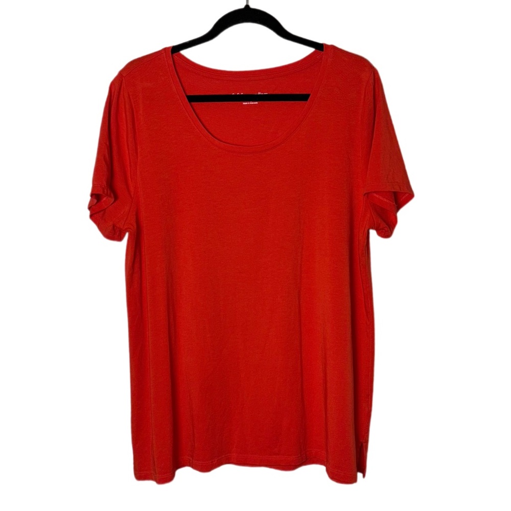 Soft Surroundings Red Short Sleeve Tee Relaxed Fit cotton blend Woman's Large